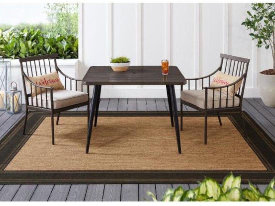 StyleWell Garden 42 in. Faux Wood Outdoor Slat Square Patio Dining Table Mesa De PATIO