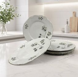 6 Edelstein Bavaria Olympia Maria Theresia Dinner Plates Gray Roses Germany