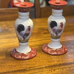 NEW Farmhouse Rooster Candle Holders, $20 for the set
