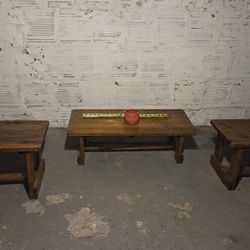 1980's Vintage Wood 3 Piece Living Room Set