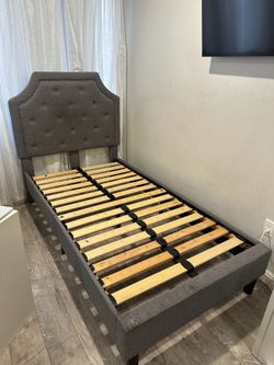 Gray twin bed frame