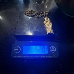 Gold Rope Chain And San Judas Pendant 