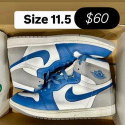 Jordan Retro 1s True Blue Size 11.5