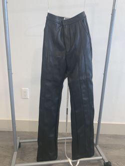 BLACK VEGAN LEATHER PANTS (XS)