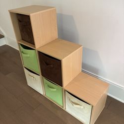 Storage Cube Organizer with Fabric Bins