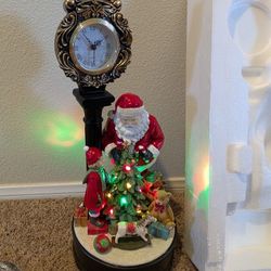 Santa Holiday Clock with LED Christmas Tree