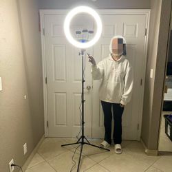 New In Box Large 19 Inch Diameter Ring Light Salon Tattoo Barbershop Hair Stylist Lighting with Tall Tripod Stand  3000k to 6000k Color 