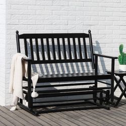 *Brand New* 2-Person Wooden Outdoor Patio Glider Rocking Chair Swing Chair, Black