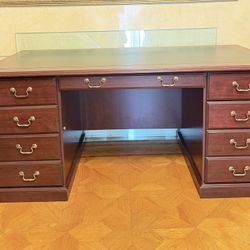 Sauder Heritage Hill 65"W Double-Pedestal Writing Desk, Classic Cherry