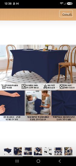 2 navy blue spandex tablecloth for 6ft rectangular tables (firm price)