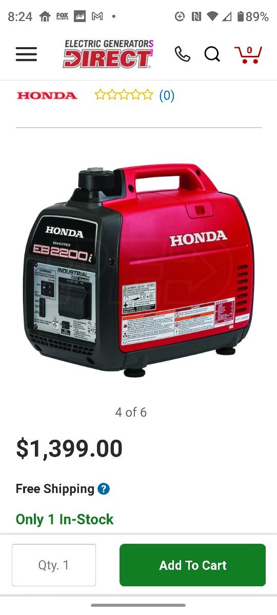 Honda Inverter Generator EU 2200i $1,200