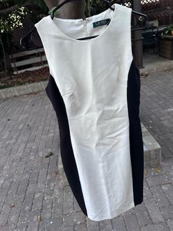 Ralph Lauren Black and White Colorblock Midi Sheath Dress Size 6