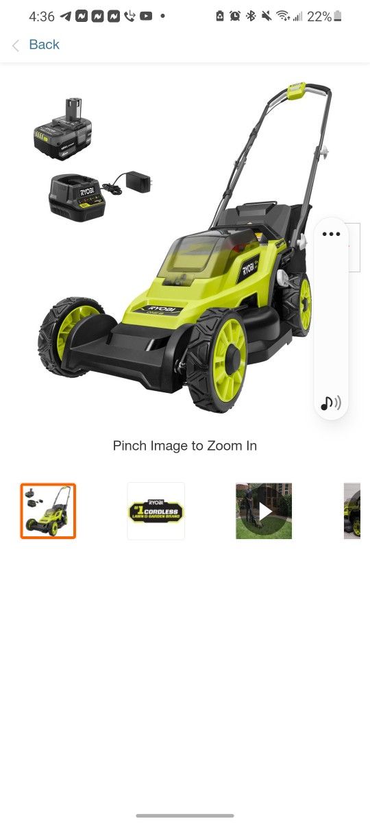 Ryobi Electric Cordless Lawn Mower 