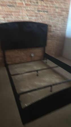 Black Velvet Queen Size Platform bed with frame and dresser