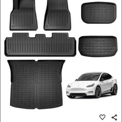 Full Set for Tesla Model Y Cargo Liners ＆ Storage Mats 2021-2024 Model Y 5-Seats Models