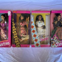 Rare, Vintage Barbie Collection Unopened, Never Used - Malaysian, Chinese, Native American, Spanish Barbie