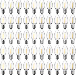 🔥 Meconard C7 LED Christmas Light Bulbs, C7 Shatterproof Led Christmas Outdoor String Lights, E12 Candelabra Base, Commercial  WARM WHITE (50 Pack)🔥