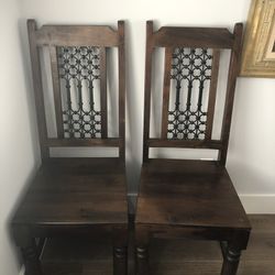 Two Acacia Hardwood Dining Chairs