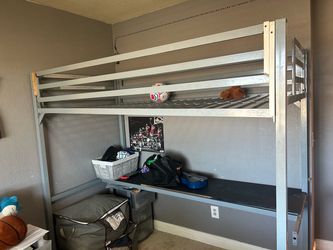 Twin bed with desk