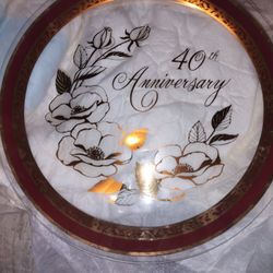 Vintage traditional Japanese chokin 40th anniversary palyted gilding with 24k and silver