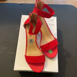 Brand New Size 7 Red High Heels With Zipper