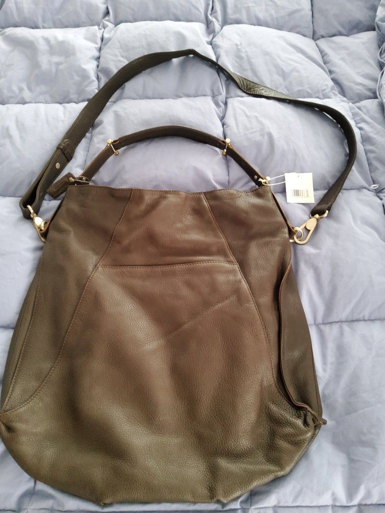 LIZ CLAIBORNE CHOCOLATE LEATHER SATCHEL/NWT