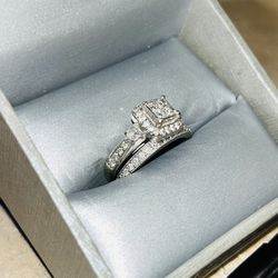 White Gold Engagement Ring/Wedding Set