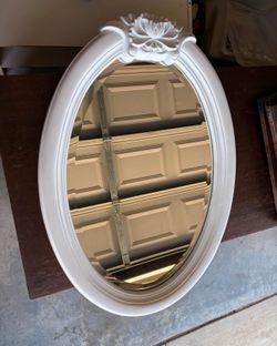 White Oval Decorative Mirror