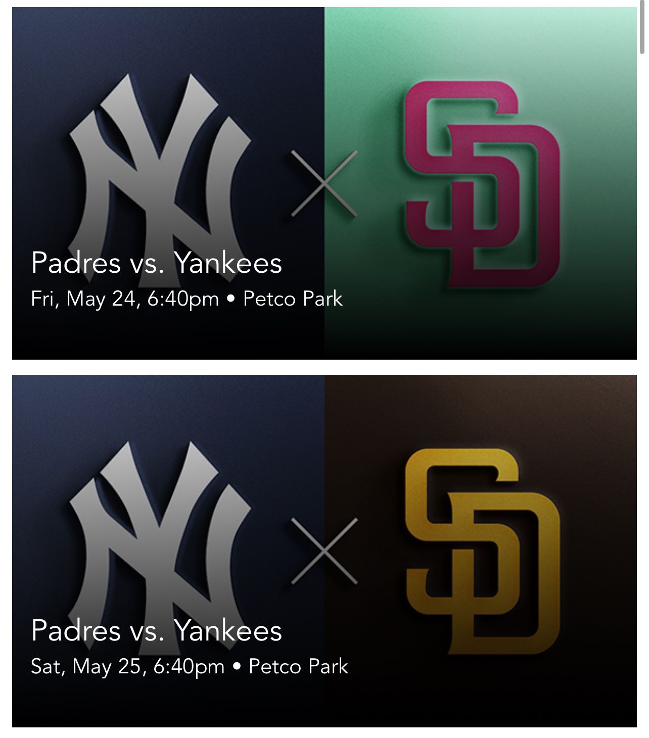 Padres Vs Yankees Friday Only Left. 