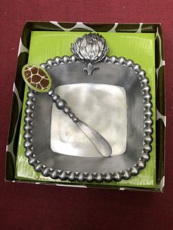 New Mudpie artichoke dip cup and spreader set