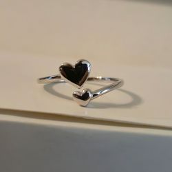 Size 10 solid hearts sterling silver 925 promise ring