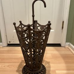 Vintage Cast Iron Brown Umbrella  Stand 22” H X 11” W