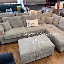  $465 No Tax 3-Pc Sectional Sofa Ottoman With Storage 