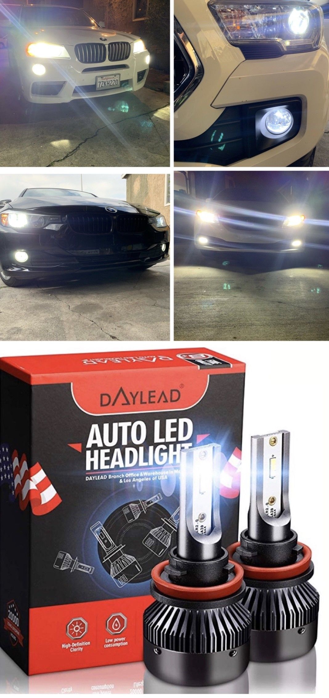 Super bright led headlights or foglights 25$ plug and play free license plate LEDs with purchase