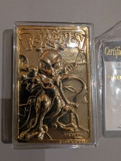 1999 Burger King Pokemon 23K Gold Plated Mewtwo Card w/ Case & COA