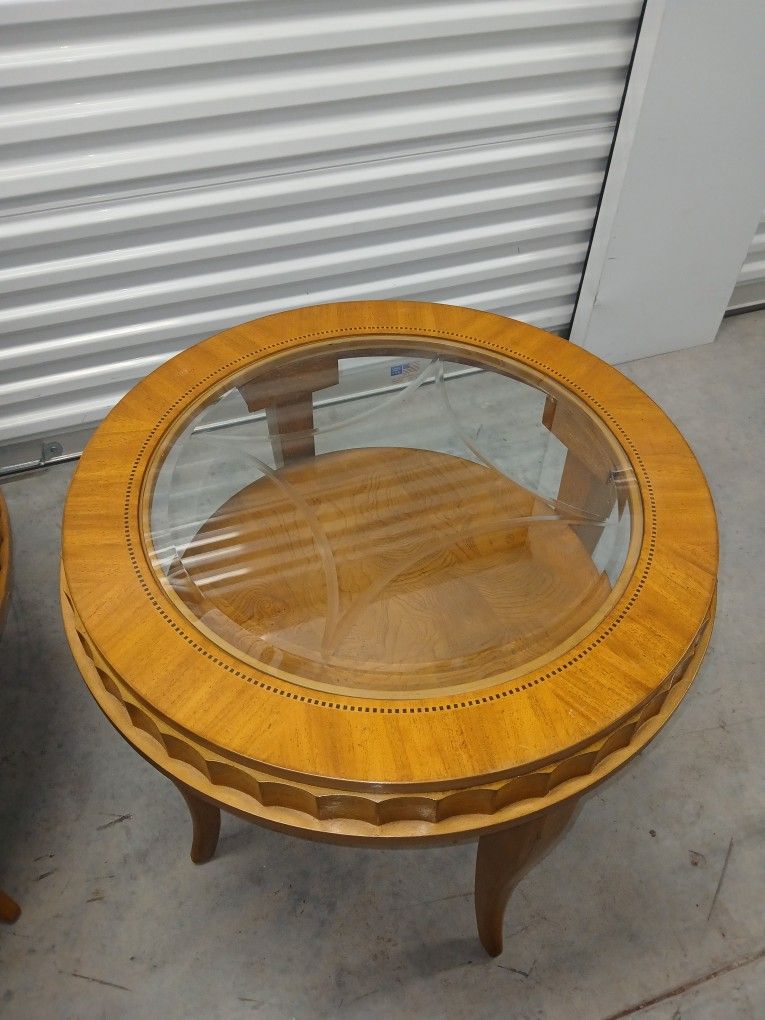 Coffee Table Wood and Glass Top