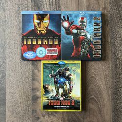 Marvel’s Iron Man 1, 2 & 3 Action Super Hero Films Blu-Ray & DVD Movies