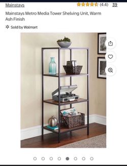 Mainstays Metro Media Tower Shelving Unit, Warm