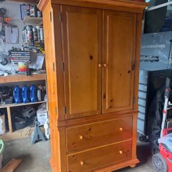 Solid wood pine armoire 