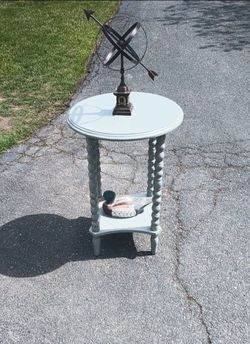 Cute Sage Green Side Table with Stylish Cork Screw  Legs