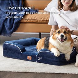 Orthopedic Dog Bed for Large Dogs - Big Washable Dog Sofa Bed Large, Supportive Foam Pet Couch Bed with Removable Washable Cover, Waterproof Lining an