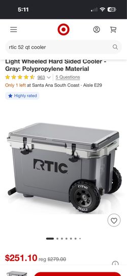 RTIC 52 quart with handle and wheels brand new