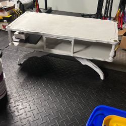Rustic Style White Coffee table.  Solid Wood. Refurbished.