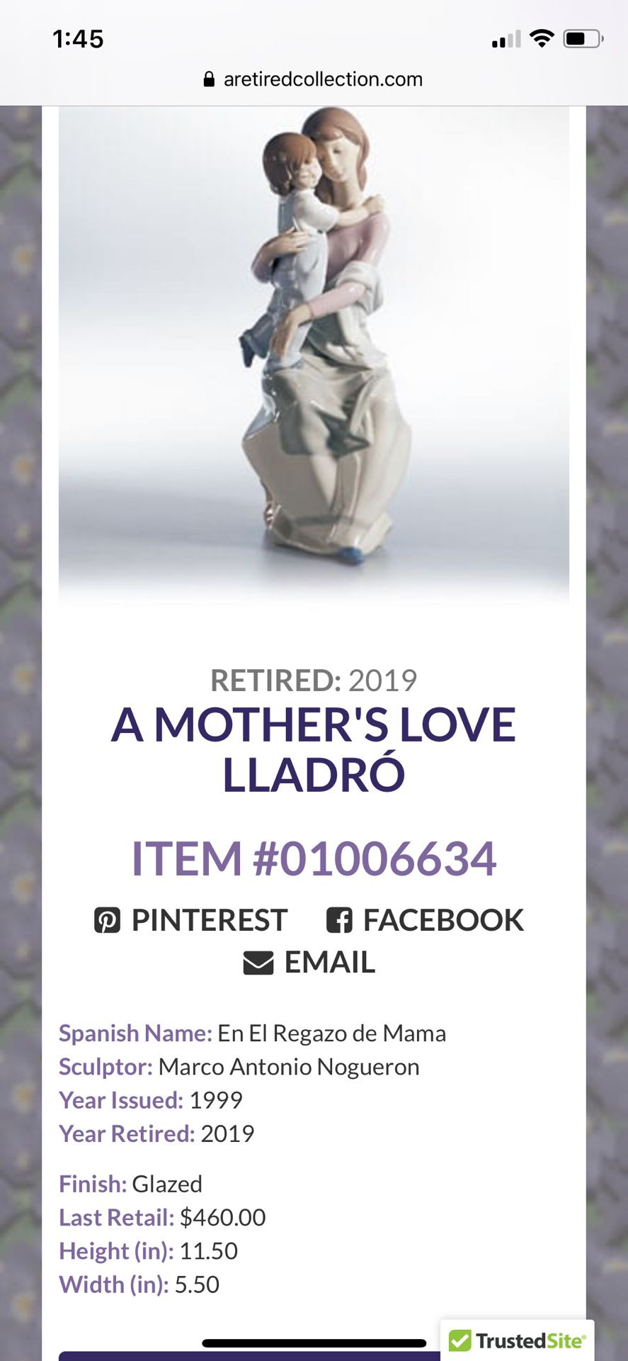 Retired Lladro- A Mother’s Love