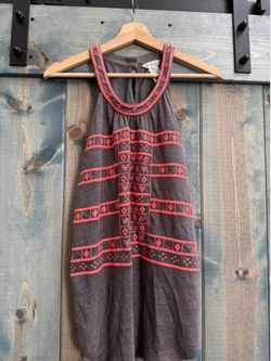 Sundance 100% linen size L tank w coral embroidery