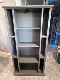 Solid wood gray bookshelf