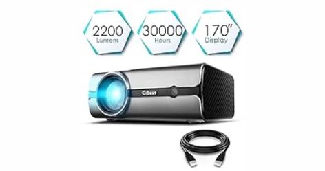 CiBest Projector, BL45 LED Video Projector +80% Lumens for 170” Home Theater Support HD 1080P HDMI VGA AV USB for Laptop iPhone/ iPad Smartphone TV St