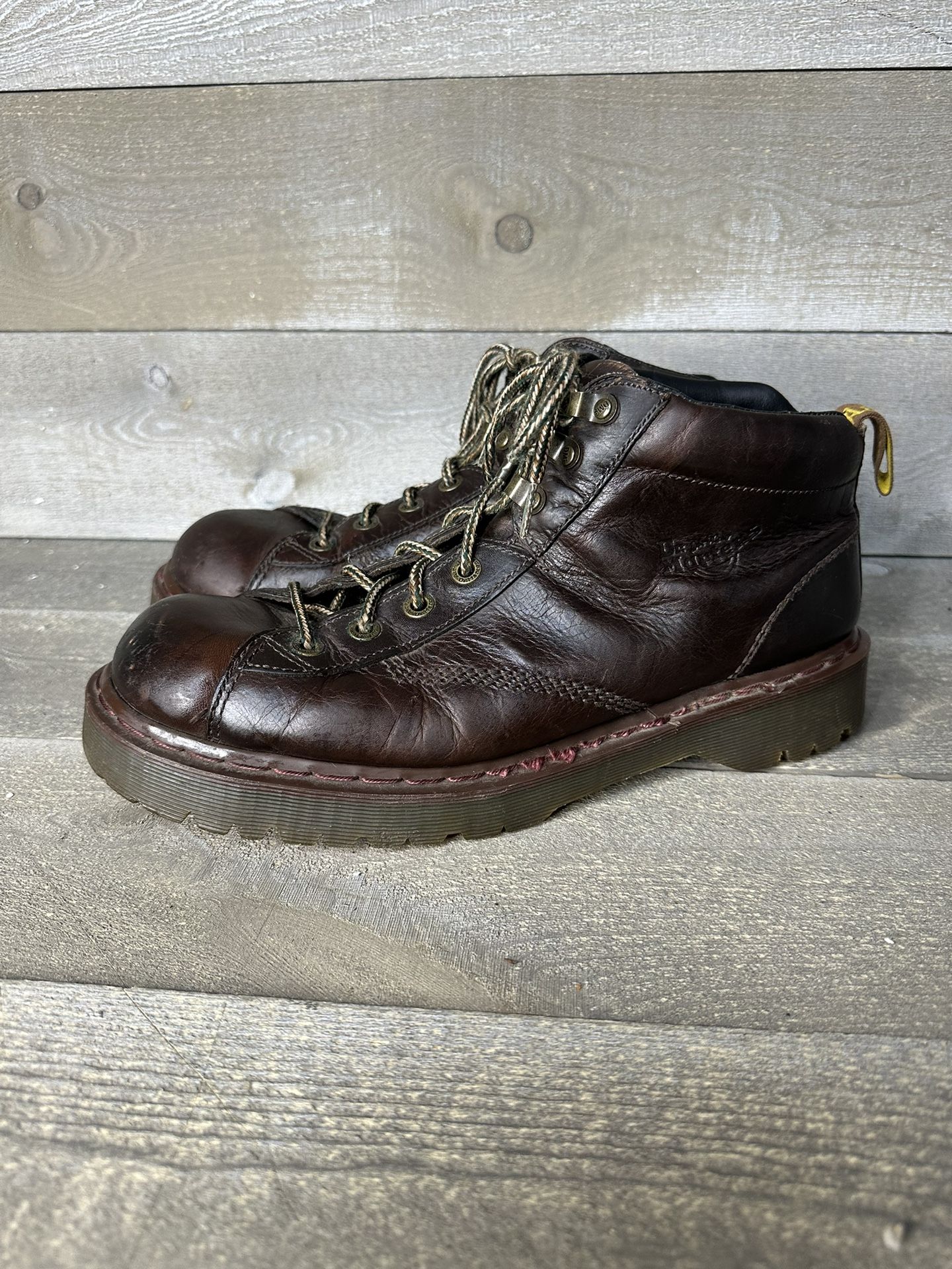 Doc Dr. Martens US Mens Sz 12 AirWair Boots Brown Leather 8287 Made England VTG