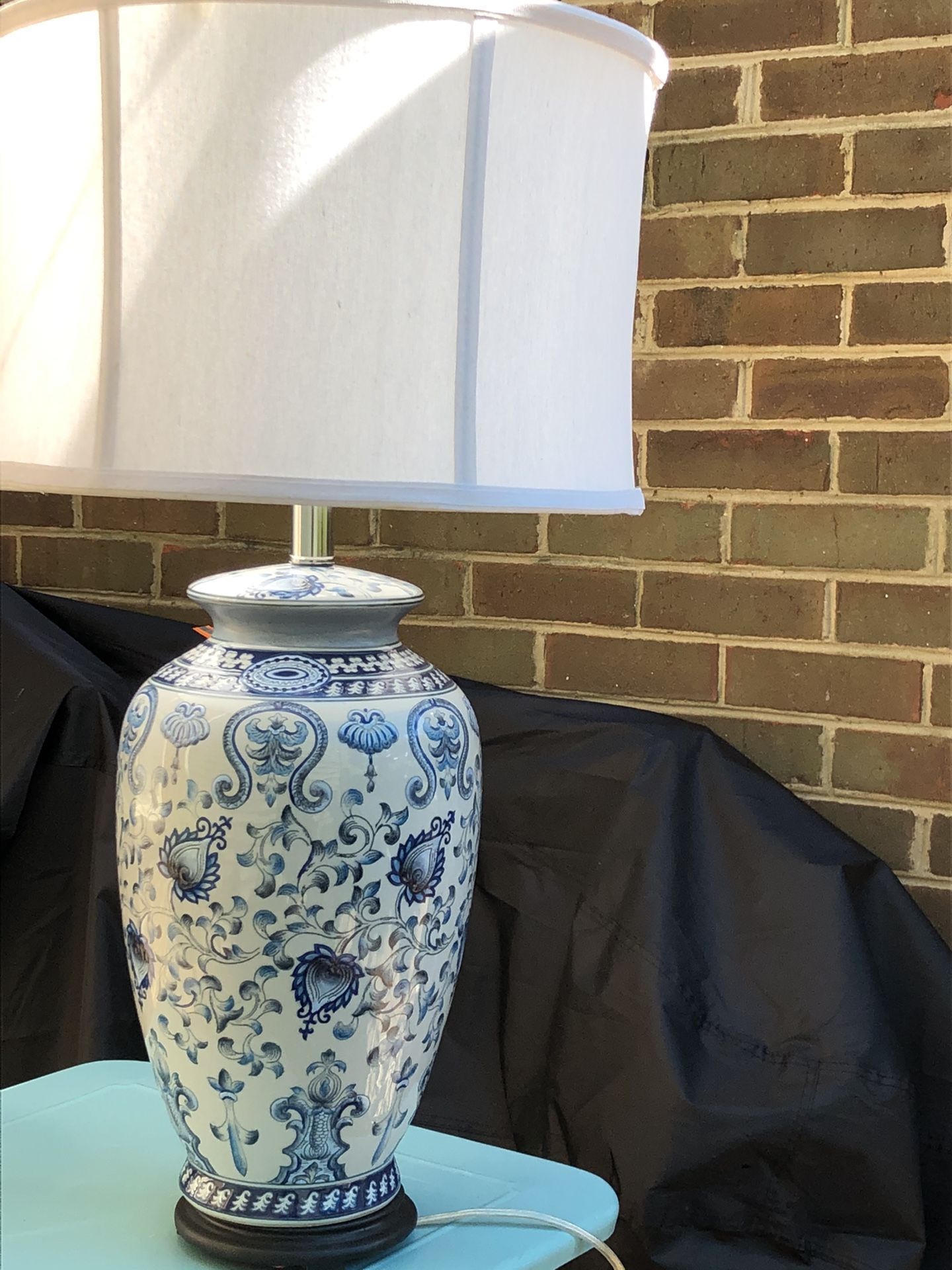 Beautiful blue and white statement lamp