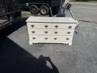 White Six Drawer wooden Dresser